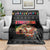 Kyrgyzstan Christmas Blanket with Santa Decorating Yurt Colorful Lights Snowflakes and National - Wonder Print Shop