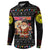 Kyrgyzstan Christmas Button Sweatshirt with Santa Decorating Yurt Colorful Lights Snowflakes and National - Wonder Print Shop