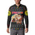 Kyrgyzstan Christmas Button Sweatshirt with Santa Decorating Yurt Colorful Lights Snowflakes and National - Wonder Print Shop