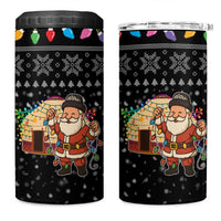 Kyrgyzstan Christmas 4 in 1 Can Cooler Tumbler with Santa Decorating Yurt Colorful Lights Snowflakes and National - Wonder Print Shop