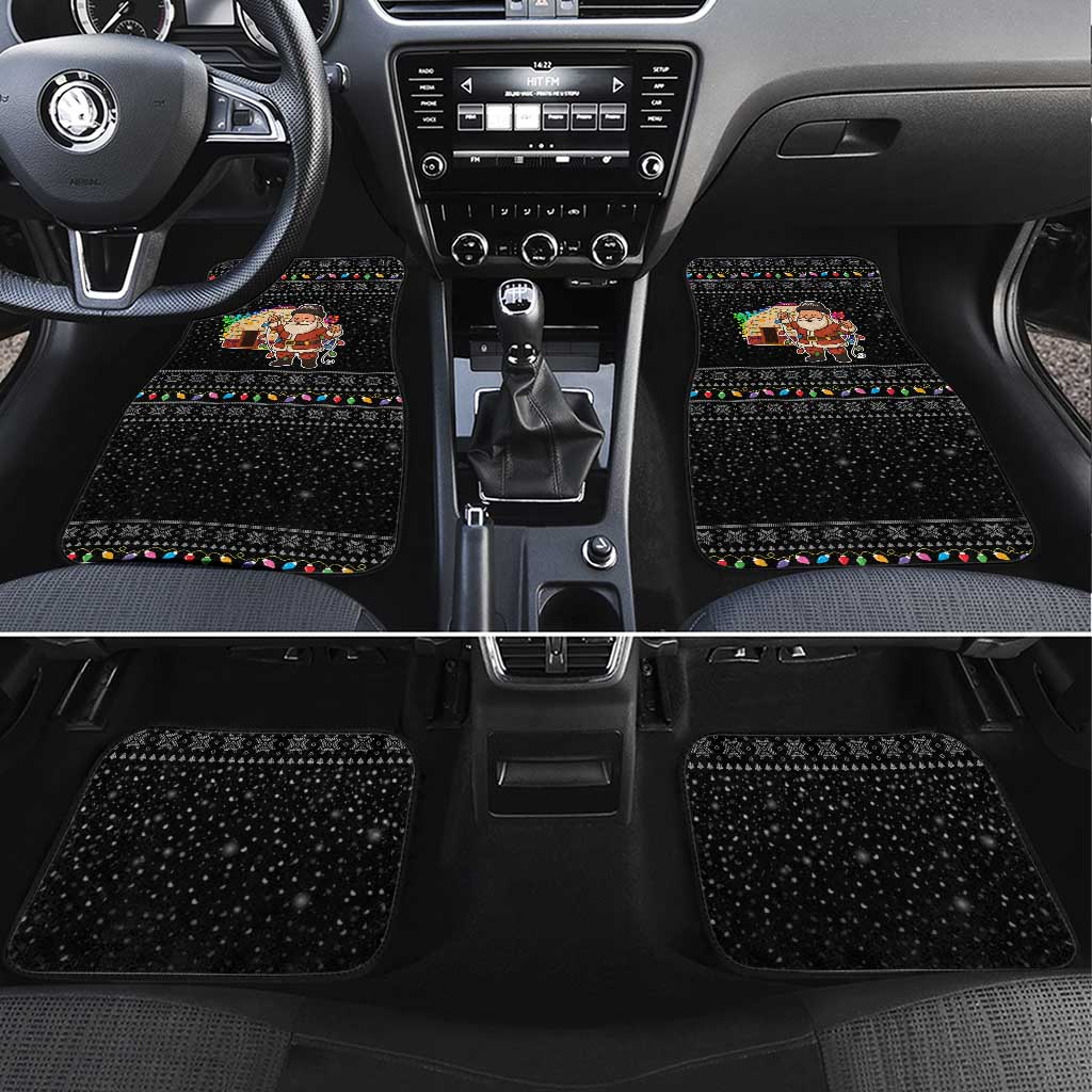 Kyrgyzstan Christmas Car Mats with Santa Decorating Yurt Colorful Lights Snowflakes and National - Wonder Print Shop