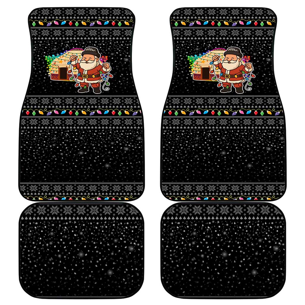 Kyrgyzstan Christmas Car Mats with Santa Decorating Yurt Colorful Lights Snowflakes and National - Wonder Print Shop
