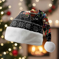 Kyrgyzstan Christmas Santa Hat with Santa Decorating Yurt Colorful Lights Snowflakes and National - Wonder Print Shop