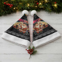 Kyrgyzstan Christmas Santa Hat with Santa Decorating Yurt Colorful Lights Snowflakes and National - Wonder Print Shop