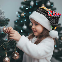 Kyrgyzstan Christmas Santa Hat with Santa Decorating Yurt Colorful Lights Snowflakes and National - Wonder Print Shop