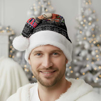 Kyrgyzstan Christmas Santa Hat with Santa Decorating Yurt Colorful Lights Snowflakes and National - Wonder Print Shop