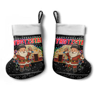 Kyrgyzstan Christmas Stocking with Santa Decorating Yurt Colorful Lights Snowflakes and National - Wonder Print Shop