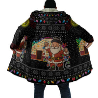 Kyrgyzstan Christmas Cloak with Santa Decorating Yurt Colorful Lights Snowflakes and National - Wonder Print Shop