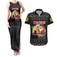 Kyrgyzstan Christmas Couples Matching Tank Maxi Dress and Hawaiian Shirt with Santa Decorating Yurt Colorful Lights Snowflakes and National - Wonder Print Shop