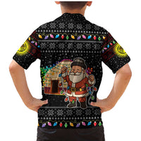 Kyrgyzstan Christmas Family Matching Mermaid Dress and Hawaiian Shirt with Santa Decorating Yurt Colorful Lights Snowflakes and National - Wonder Print Shop