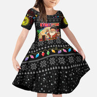 Kyrgyzstan Christmas Family Matching Mermaid Dress and Hawaiian Shirt with Santa Decorating Yurt Colorful Lights Snowflakes and National - Wonder Print Shop