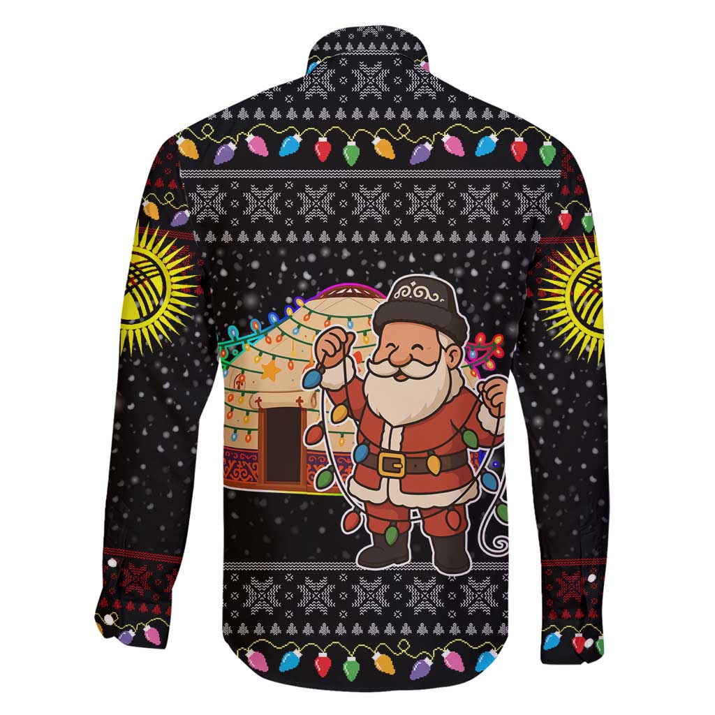 Kyrgyzstan Christmas Family Matching Puletasi and Hawaiian Shirt with Santa Decorating Yurt Colorful Lights Snowflakes and National - Wonder Print Shop