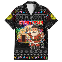 Kyrgyzstan Christmas Family Matching Tank Maxi Dress and Hawaiian Shirt with Santa Decorating Yurt Colorful Lights Snowflakes and National - Wonder Print Shop