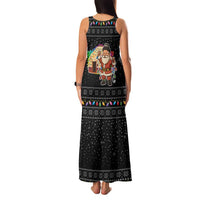 Kyrgyzstan Christmas Family Matching Tank Maxi Dress and Hawaiian Shirt with Santa Decorating Yurt Colorful Lights Snowflakes and National - Wonder Print Shop