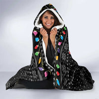 Kyrgyzstan Christmas Hooded Blanket with Santa Decorating Yurt Colorful Lights Snowflakes and National - Wonder Print Shop