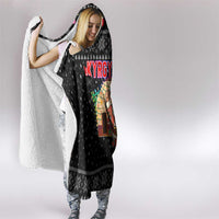 Kyrgyzstan Christmas Hooded Blanket with Santa Decorating Yurt Colorful Lights Snowflakes and National - Wonder Print Shop