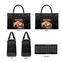 Kyrgyzstan Christmas Leather Bag with Santa Decorating Yurt Colorful Lights Snowflakes and National - Wonder Print Shop