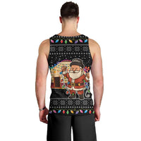 Kyrgyzstan Christmas Men Tank Top with Santa Decorating Yurt Colorful Lights Snowflakes and National - Wonder Print Shop
