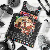 Kyrgyzstan Christmas Men Tank Top with Santa Decorating Yurt Colorful Lights Snowflakes and National - Wonder Print Shop