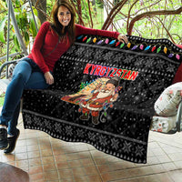 Kyrgyzstan Christmas Quilt with Santa Decorating Yurt Colorful Lights Snowflakes and National - Wonder Print Shop