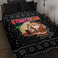 Kyrgyzstan Christmas Quilt Bed Set with Santa Decorating Yurt Colorful Lights Snowflakes and National - Wonder Print Shop