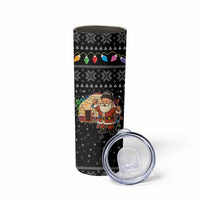 Kyrgyzstan Christmas Skinny Tumbler with Santa Decorating Yurt Colorful Lights Snowflakes and National - Wonder Print Shop
