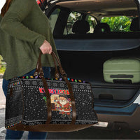 Kyrgyzstan Christmas Travel Bag with Santa Decorating Yurt Colorful Lights Snowflakes and National - Wonder Print Shop