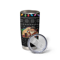 Kyrgyzstan Christmas Tumbler Cup with Santa Decorating Yurt Colorful Lights Snowflakes and National - Wonder Print Shop