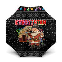 Kyrgyzstan Christmas Umbrella with Santa Decorating Yurt Colorful Lights Snowflakes and National - Wonder Print Shop