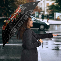 Kyrgyzstan Christmas Umbrella with Santa Decorating Yurt Colorful Lights Snowflakes and National - Wonder Print Shop