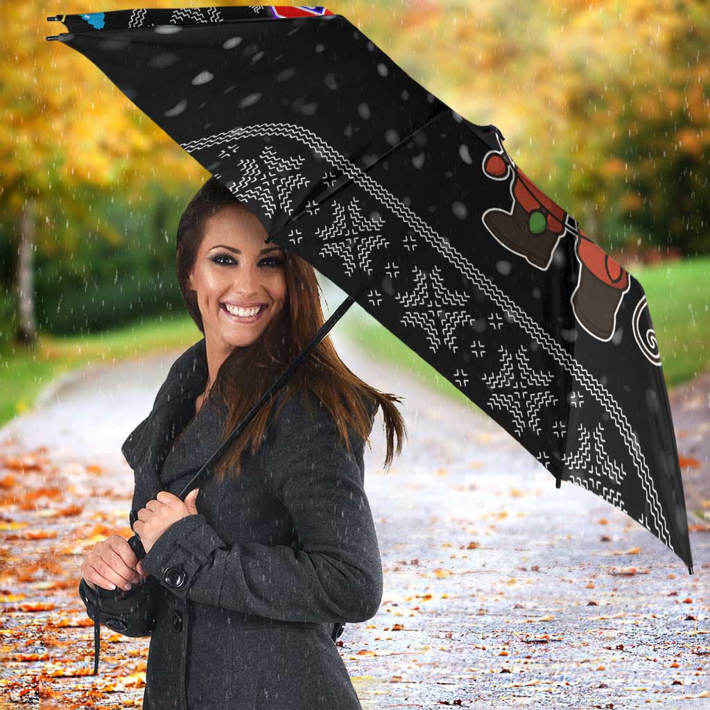 Kyrgyzstan Christmas Umbrella with Santa Decorating Yurt Colorful Lights Snowflakes and National - Wonder Print Shop