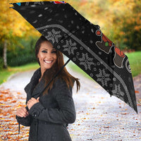 Kyrgyzstan Christmas Umbrella with Santa Decorating Yurt Colorful Lights Snowflakes and National - Wonder Print Shop