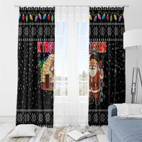 Kyrgyzstan Christmas Window Curtain with Santa Decorating Yurt Colorful Lights Snowflakes and National - Wonder Print Shop