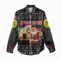 Kyrgyzstan Christmas Women Casual Shirt with Santa Decorating Yurt Colorful Lights Snowflakes and National - Wonder Print Shop