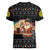 Kyrgyzstan Christmas Women V-Neck T-Shirt with Santa Decorating Yurt Colorful Lights Snowflakes and National - Wonder Print Shop
