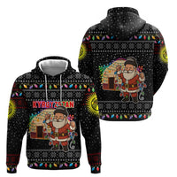 Kyrgyzstan Christmas Zip Hoodie with Santa Decorating Yurt Colorful Lights Snowflakes and National - Wonder Print Shop