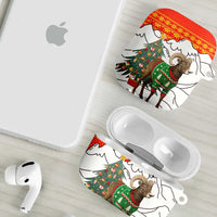 Kyrgyzstan Christmas AirPods Case with Mountain Goat in Festive Red Snowflake Pattern and Holiday Tree - Wonder Print Shop