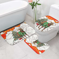 Kyrgyzstan Christmas Bathroom Set with Mountain Goat in Festive Red Snowflake Pattern and Holiday Tree - Wonder Print Shop