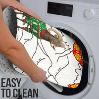 Kyrgyzstan Christmas Bathroom Set with Mountain Goat in Festive Red Snowflake Pattern and Holiday Tree - Wonder Print Shop