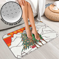 Kyrgyzstan Christmas Bathroom Set with Mountain Goat in Festive Red Snowflake Pattern and Holiday Tree - Wonder Print Shop