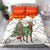 Kyrgyzstan Christmas Bedding Set with Mountain Goat in Festive Red Snowflake Pattern and Holiday Tree - Wonder Print Shop