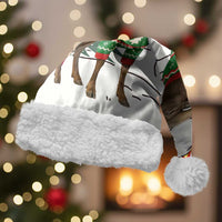 Kyrgyzstan Christmas Santa Hat with Mountain Goat in Festive Red Snowflake Pattern and Holiday Tree - Wonder Print Shop