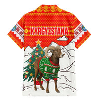 Kyrgyzstan Christmas Family Matching Mermaid Dress and Hawaiian Shirt with Mountain Goat in Festive Red Snowflake Pattern and Holiday Tree - Wonder Print Shop