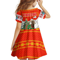 Kyrgyzstan Christmas Family Matching Off Shoulder Maxi Dress and Hawaiian Shirt with Mountain Goat in Festive Red Snowflake Pattern and Holiday Tree - Wonder Print Shop