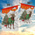 Kyrgyzstan Christmas Garden Flag with Mountain Goat in Festive Red Snowflake Pattern and Holiday Tree - Wonder Print Shop