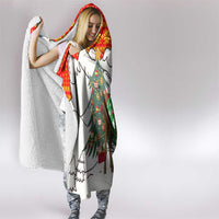 Kyrgyzstan Christmas Hooded Blanket with Mountain Goat in Festive Red Snowflake Pattern and Holiday Tree - Wonder Print Shop