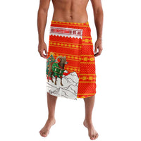 Kyrgyzstan Christmas Lavalava with Mountain Goat in Festive Red Snowflake Pattern and Holiday Tree - Wonder Print Shop