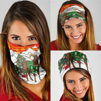 Kyrgyzstan Christmas Neck Gaiter with Mountain Goat in Festive Red Snowflake Pattern and Holiday Tree - Wonder Print Shop