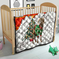 Kyrgyzstan Christmas Quilt with Mountain Goat in Festive Red Snowflake Pattern and Holiday Tree - Wonder Print Shop