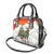 Kyrgyzstan Christmas Shoulder Handbag with Mountain Goat in Festive Red Snowflake Pattern and Holiday Tree - Wonder Print Shop